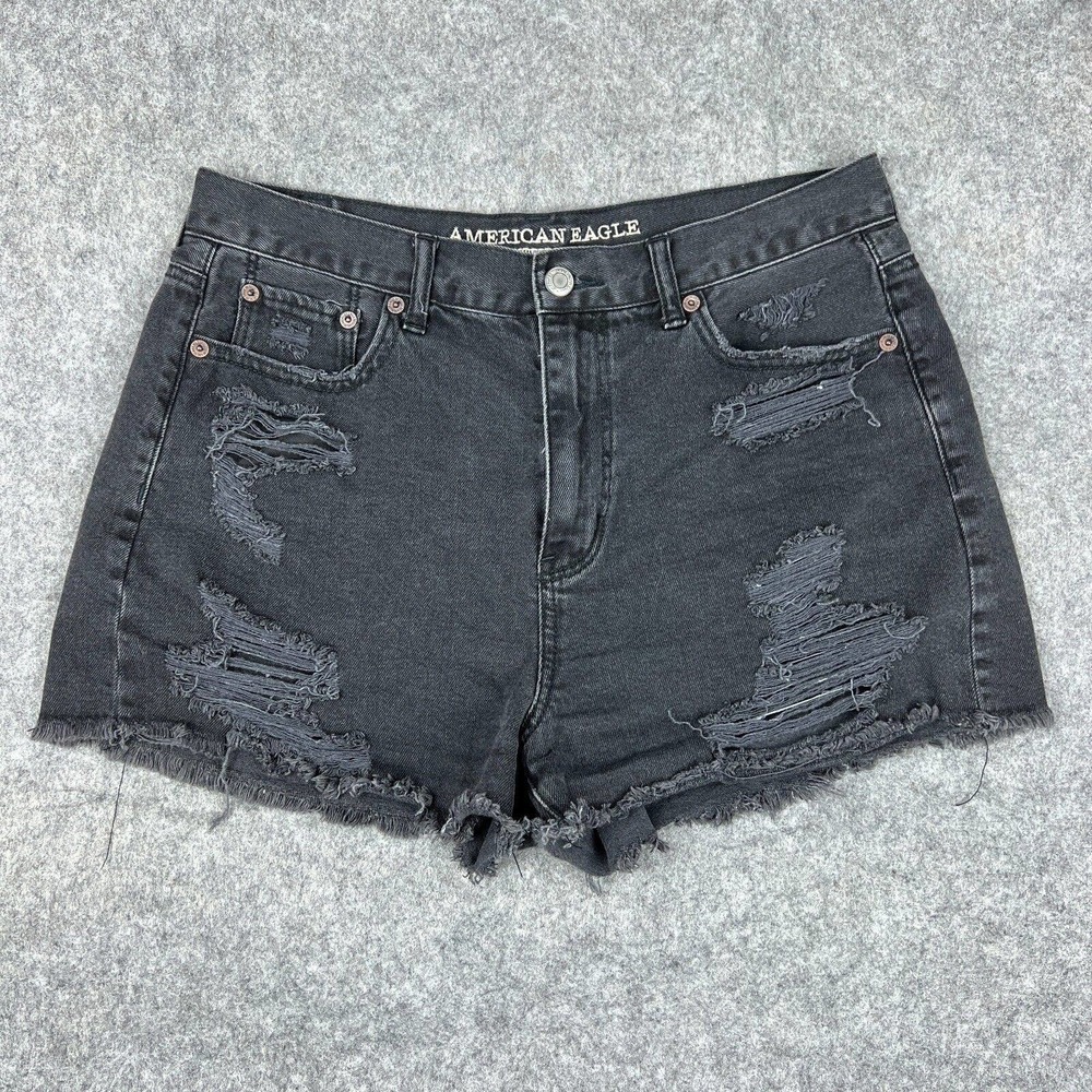 American Eagle Outfitters Black Distressed Denim Shorts
